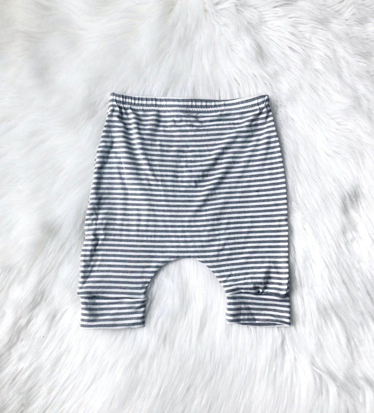 Grey Striped Jogger Shorts